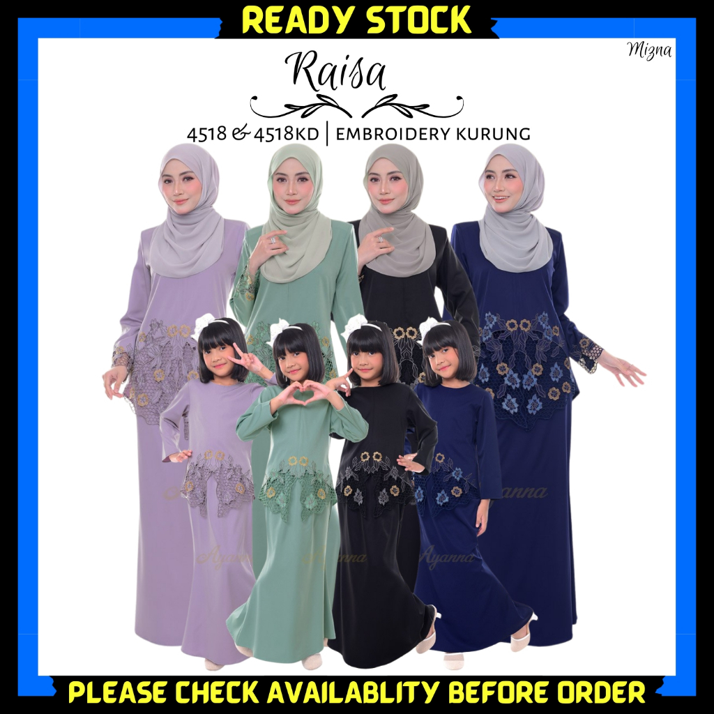 BAJU KURUNG SULAM RAISA 4518 KEBAYA SEDONDON KIDS PLUS SIZE TUNANG ...