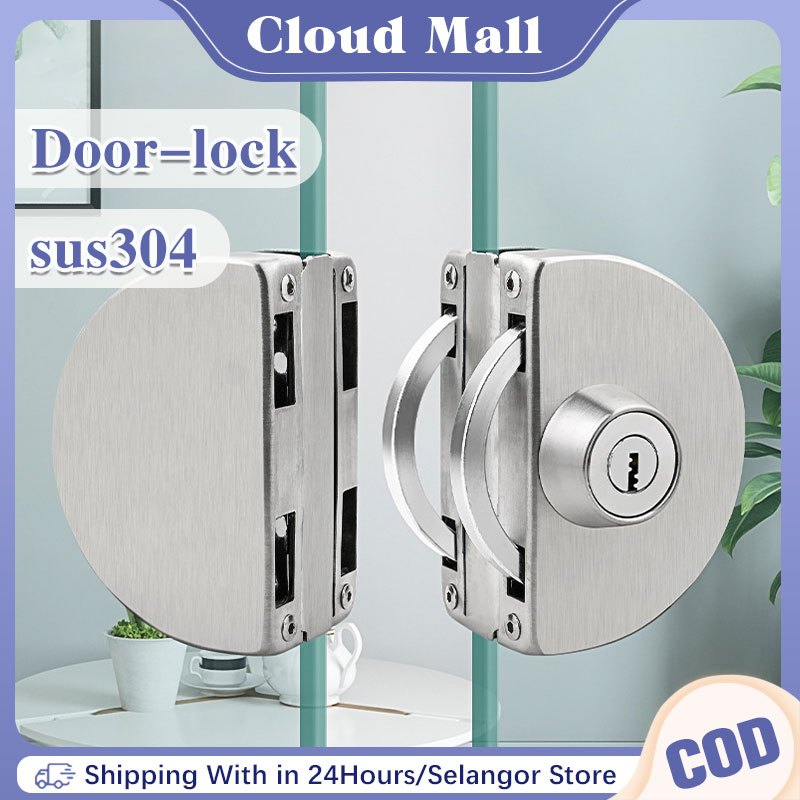 10-12MM Glass Door Lock Tempered Glass Lockset Kunci Kaca Pintu For ...
