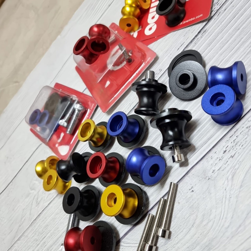 Universal 8mm Motorcycle Swingarm Spools – Black Aluminum, Paddock Stand Bobbins