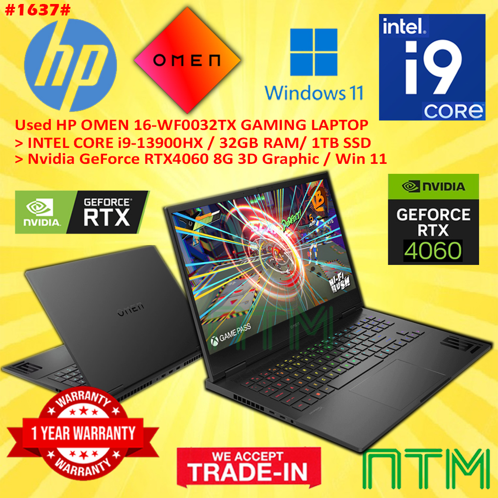 #1637 USED i9 HP OMEN Performance Gaming Laptop intel i9 13900HX 32GB ...