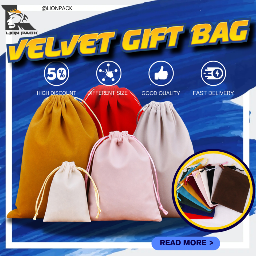 Beg Kain Velvet Drawstring Pouch Wedding Door Gift Hadiah Goodies Beg ...