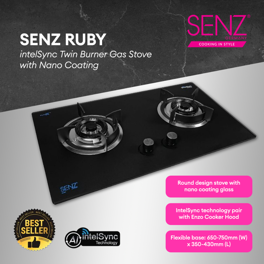 SENZ RUBY intelSync Twin Burner Gas Stove with Nano Coating | Shopee ...