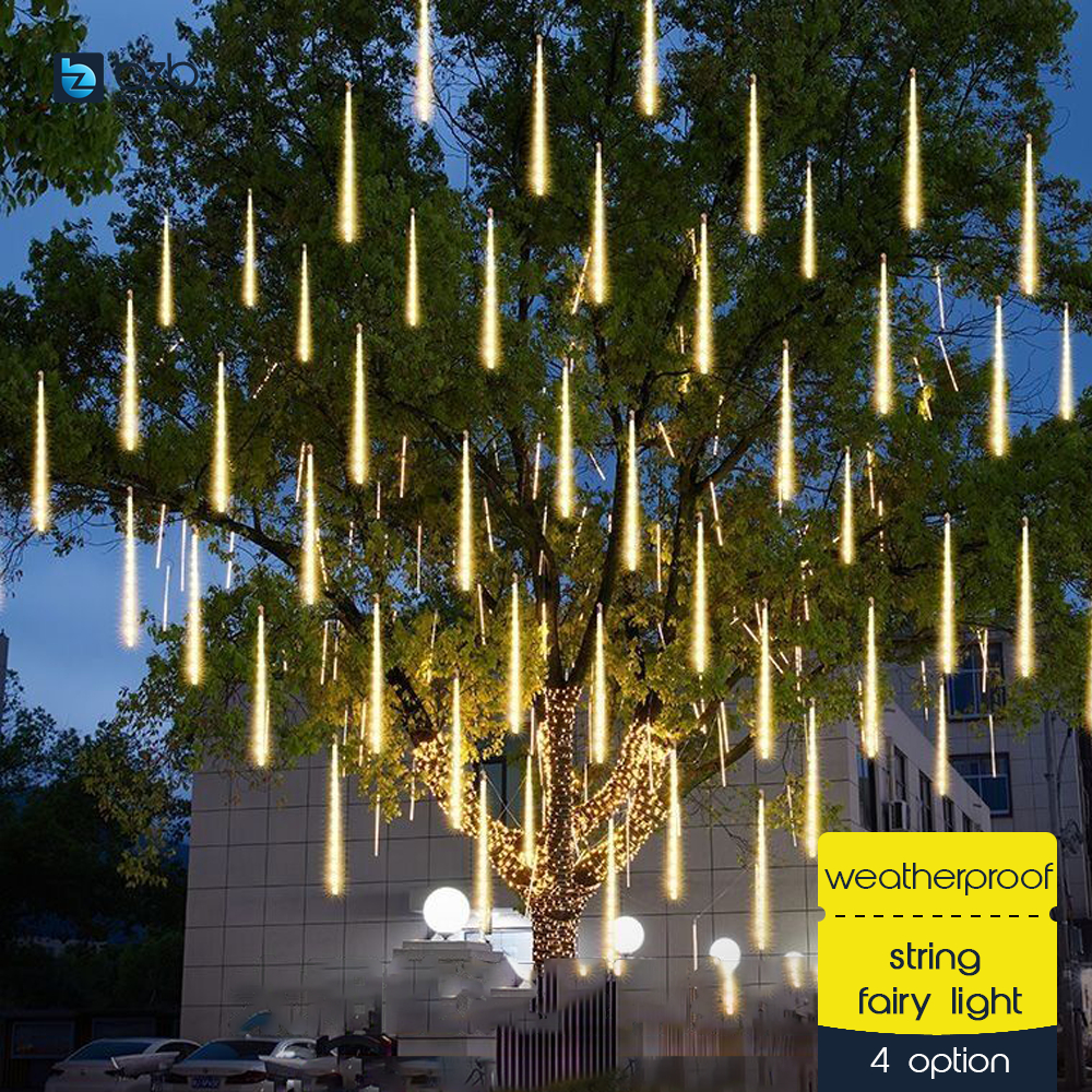 Meteor Shower Rain Light LED String Fairy Lights Waterproof Garden Lamp ...