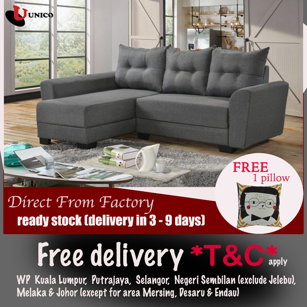 [color blue gray][fabric] UNICO CAROLINA 2 SEATER + COUCH SOFA SET ...