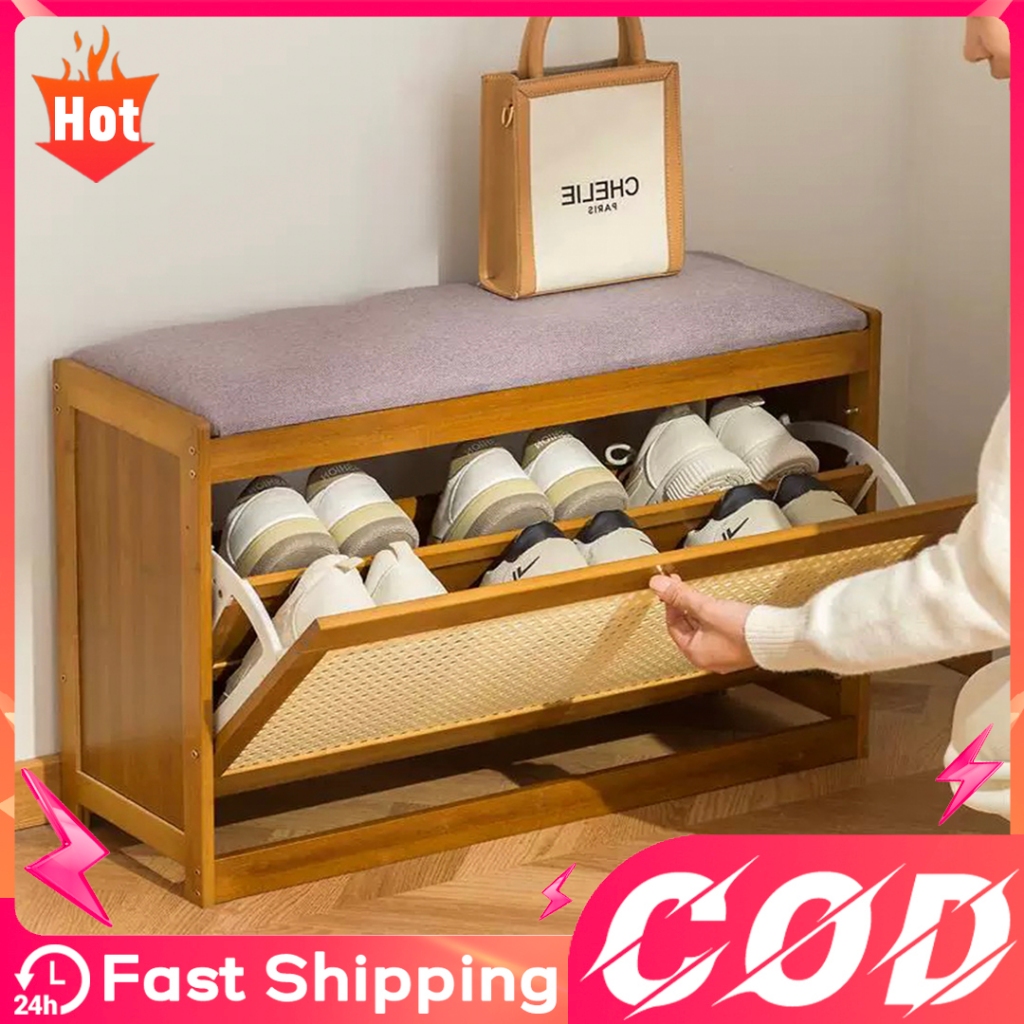 Shoe Rack With Seat Shoe Changing Bench Stool Mildew Proof Shoe Storage ...