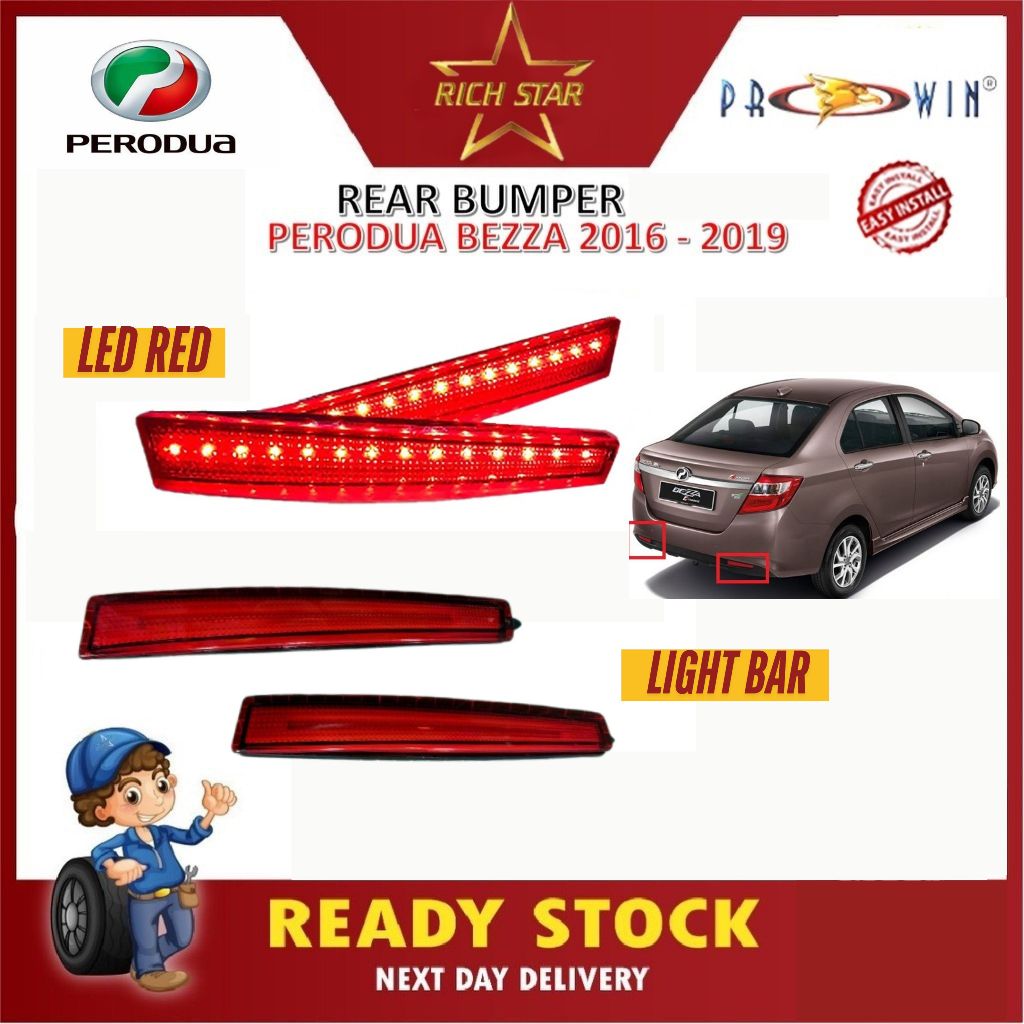 [ Perodua Bezza Bumper Rear Reflector LED/ LIGHT BAR (Red/Smoke) Car ...
