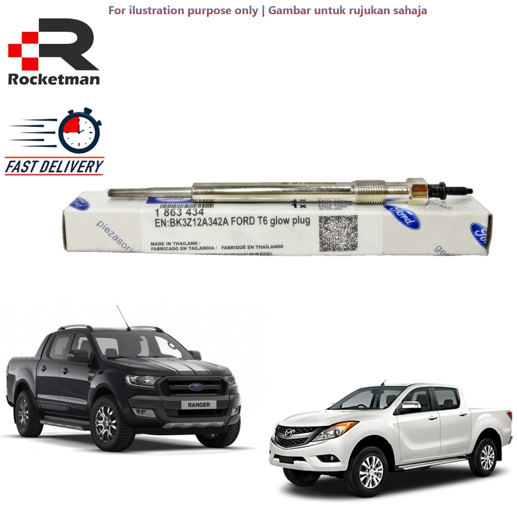 FORD HEATER PLUG FORD RANGER 2.2 T6 T7 BT50 (1PCS) GLOW PLUG GENUINE ...