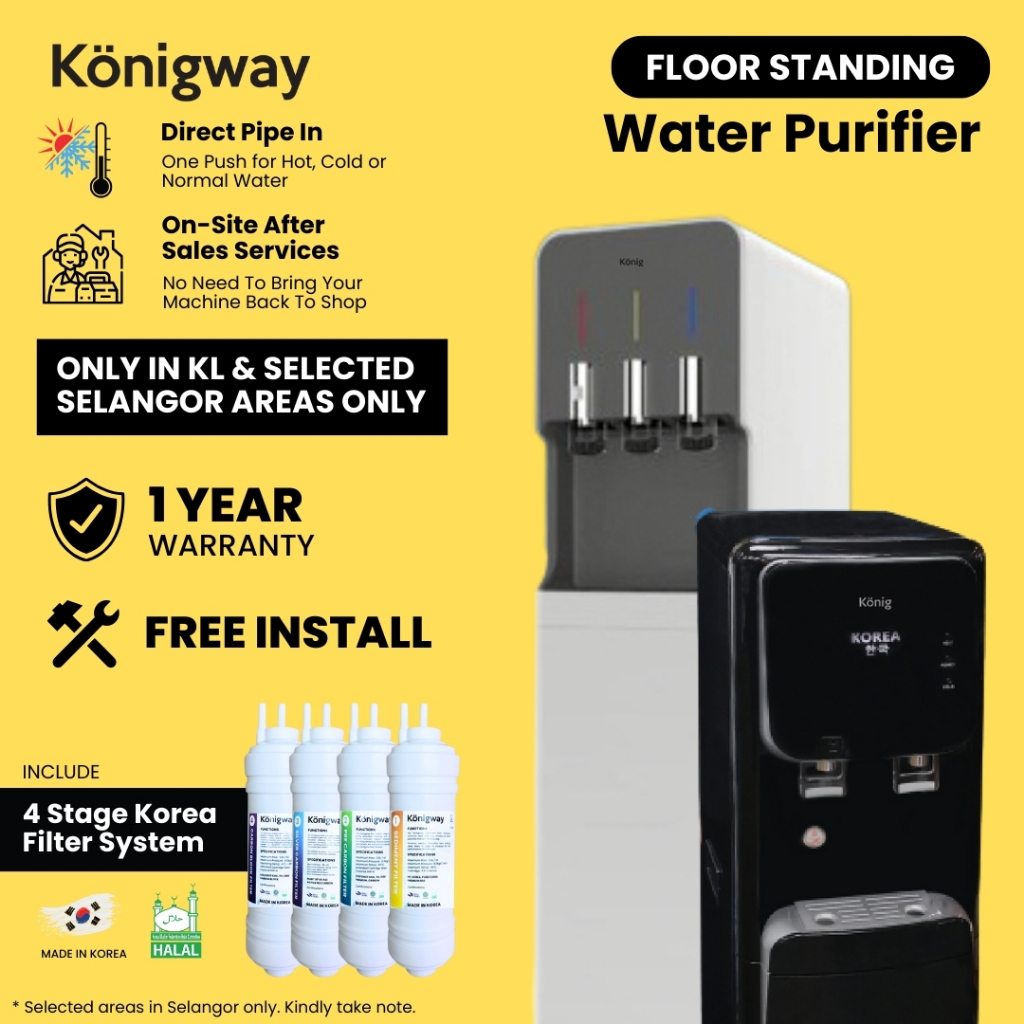 Konigway Floor Standing Hot Cold Water Filter with Halal 4 Stage Korea ...