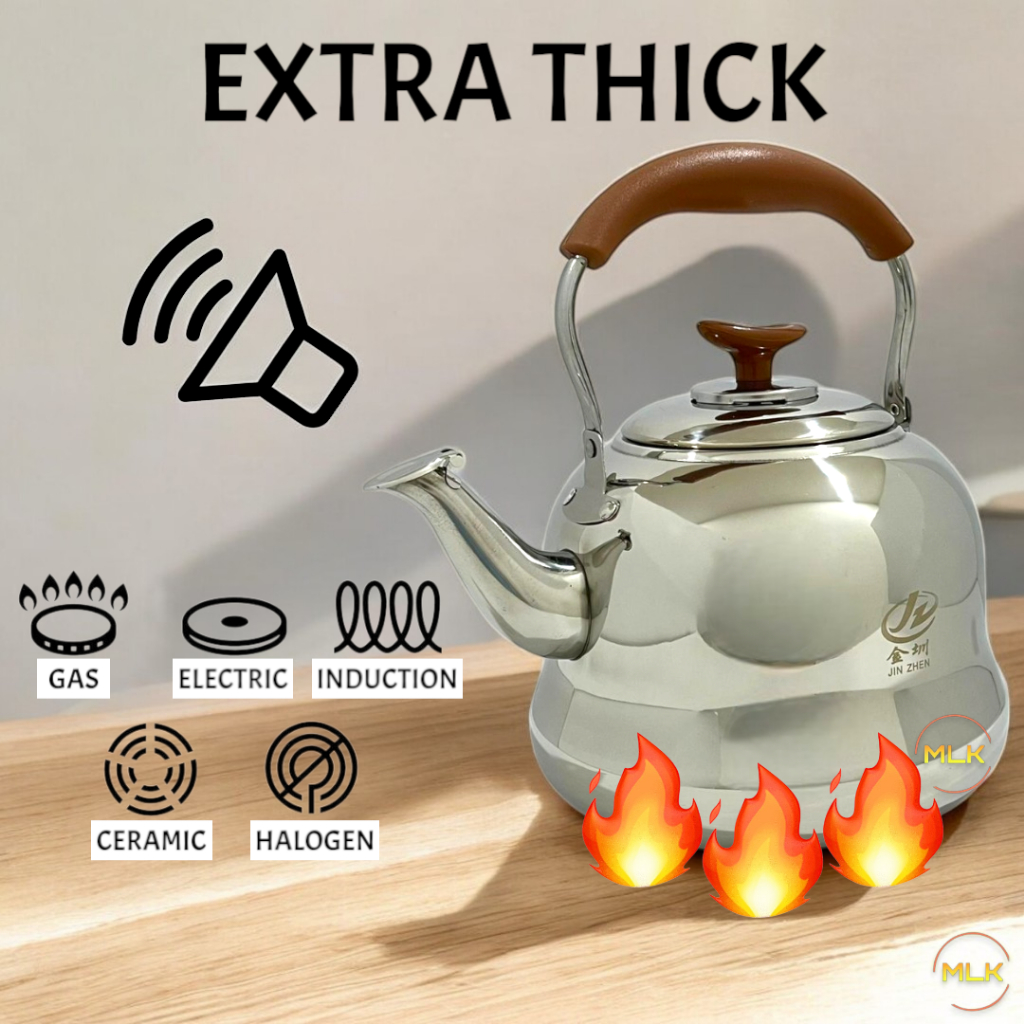 MLK Extra Tebal Whistling Kettle Stainless Steel Teapot Cerek Berdesis ...