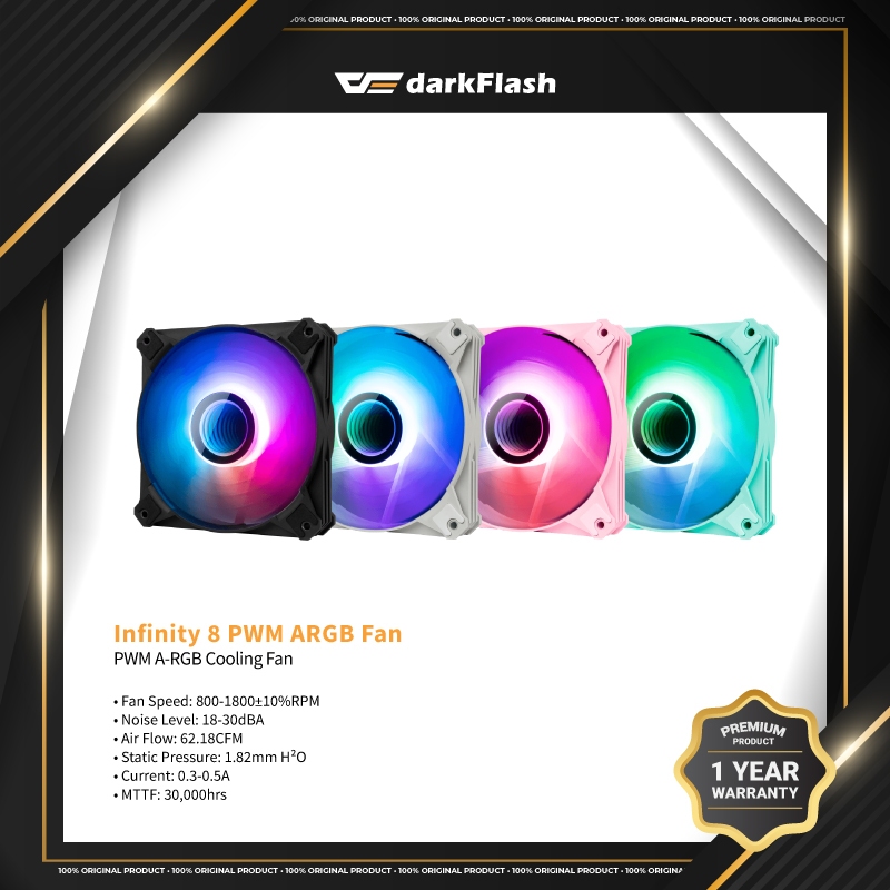 darkFlash Infinity 8 PWM A-RGB Fan [SINGLE PACK] | Shopee Malaysia