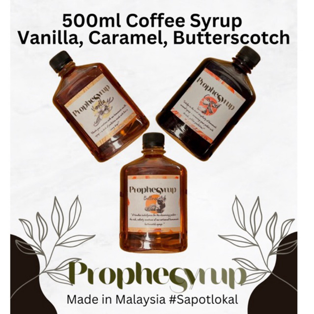 Prophesyrup 500ml Premium Coffee Syrup ( Vanilla, Caramel, Butterscotch ...