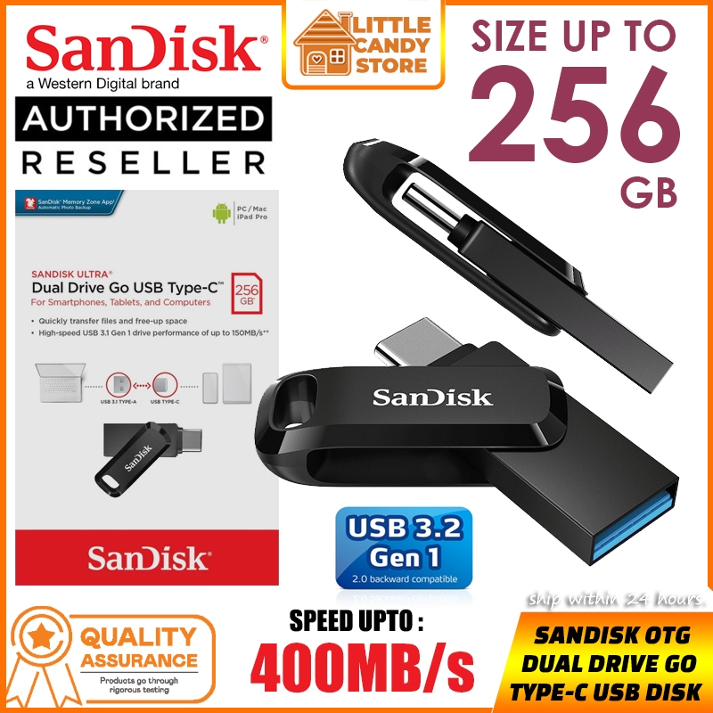 SanDisk Dual Drive Go 400MB/s (256GB/128GB/64GB/32GB) Type-C USB 3.2 ...