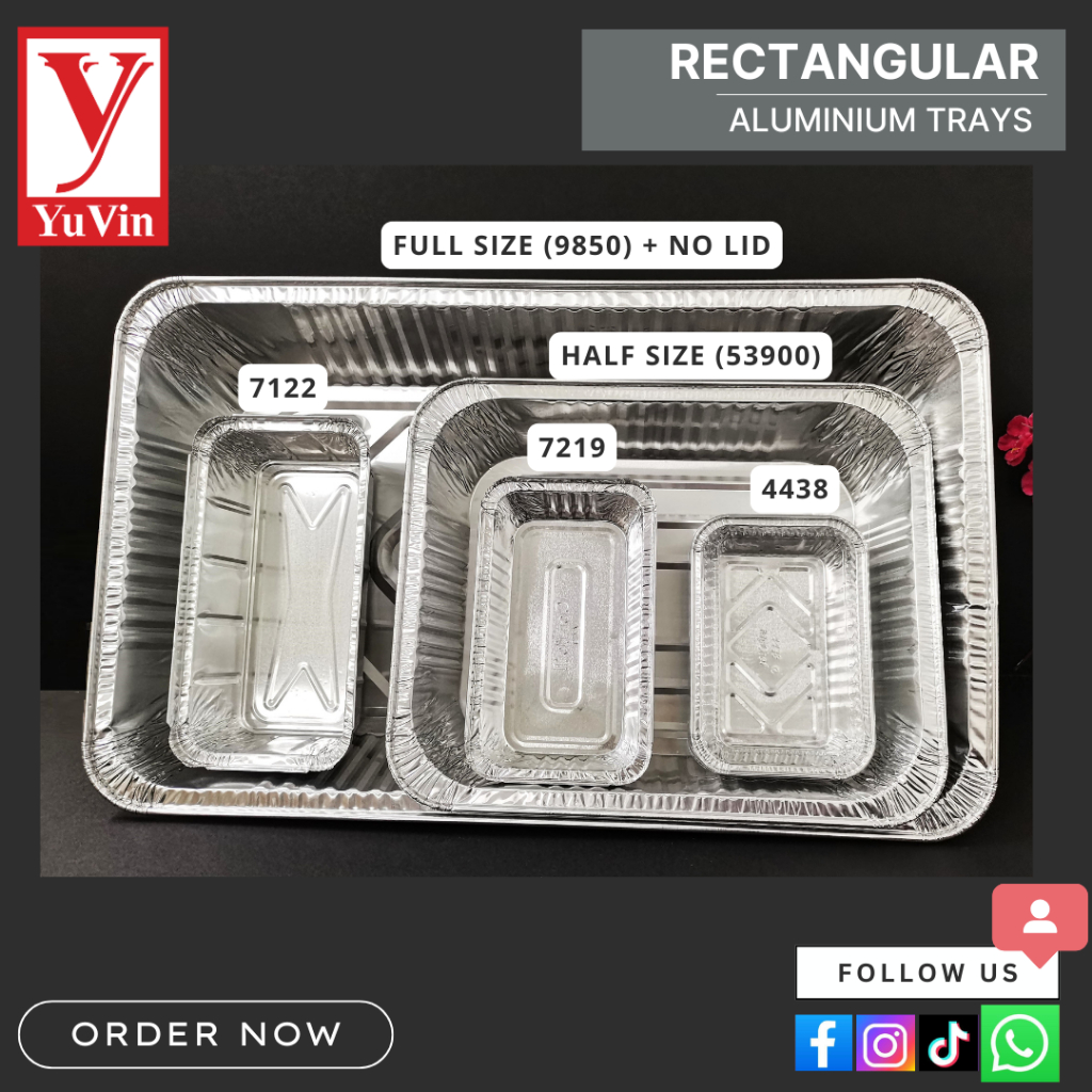Disposable Rectangular Aluminium Foil Tray With Clear Lid (Bundle