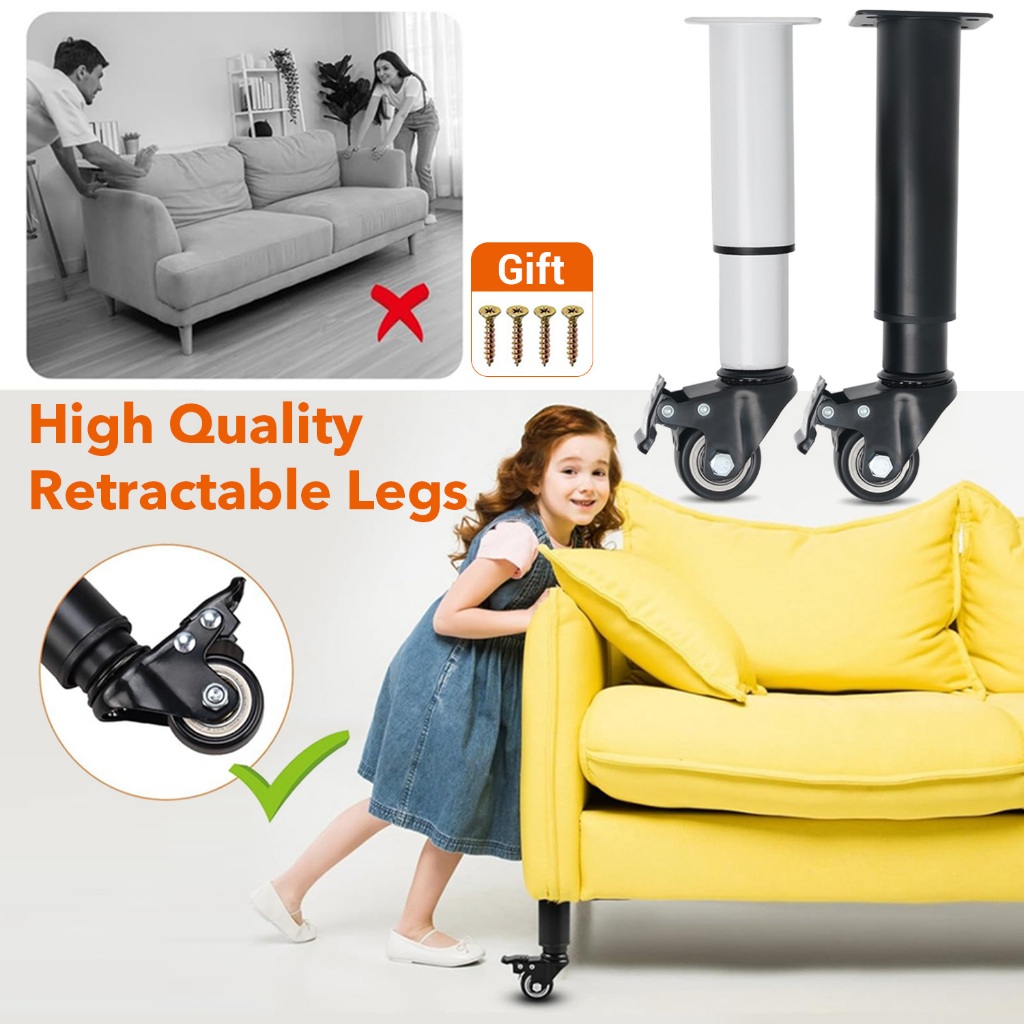 Movable Adjustable Metal Table Leg Cabinet Leg with 360° Wheel Kaki ...