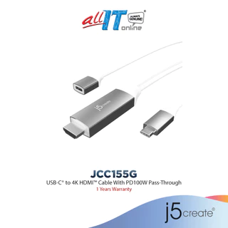 j5Create USB-C® to 4K HDMI™ Cable With PD100W Pass-Through (JCC155G)