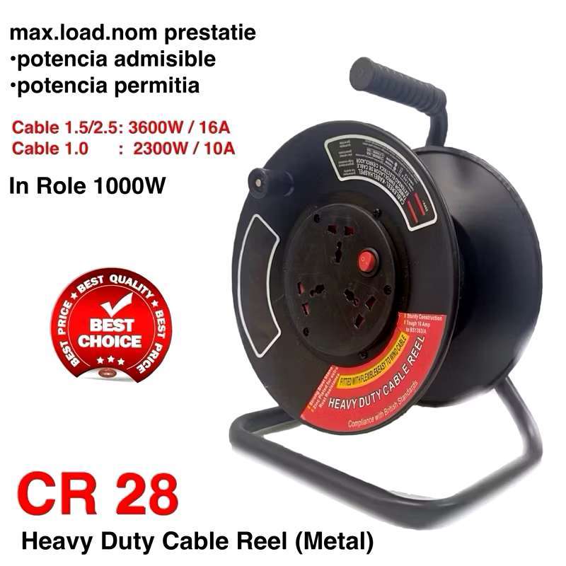 Heavy duty power cable reel cable roller Power Extension Max 30MTR (NO ...
