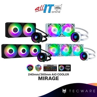Tecware Mirage 240mm / 360mm Black / White AiO CPU Cooler | Intel & AMD CPU Liquid Cooler