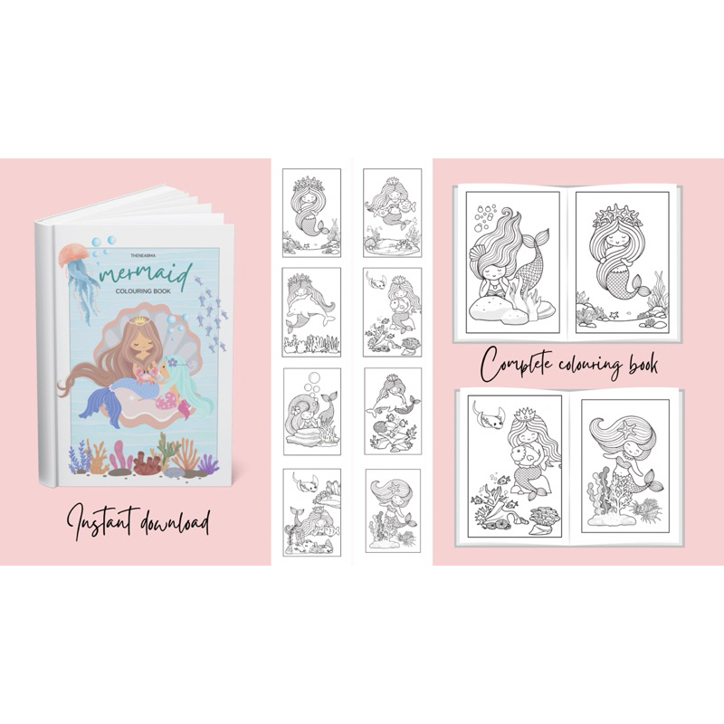 Mermaid Colouring Book | printable book | instant download | Shopee ...