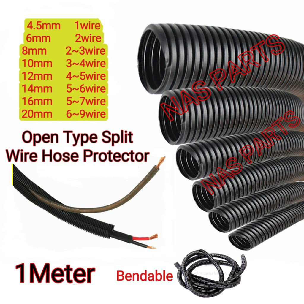 1meter x Wire Hose Cable Open Flexible Protect Hose Pelindung Wayar ...