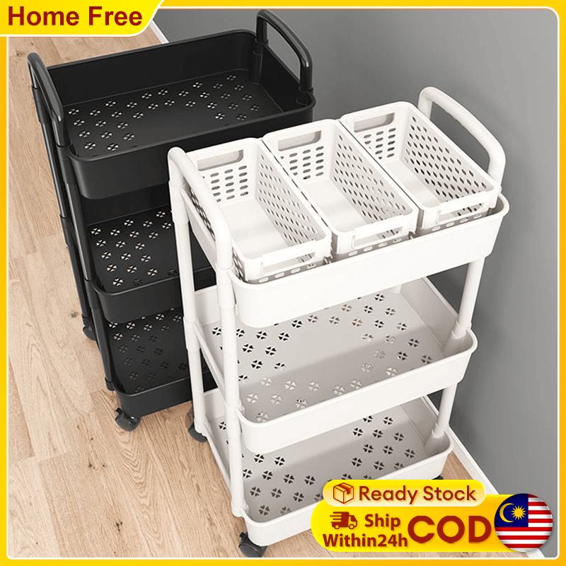 Storage Rack Shelf Trolley Rack Trolley Rak-Troli Rak Dapur Kitchen ...
