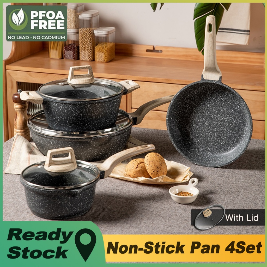 Carote Same Style Nonstick Pan Kitchen Cookware Set 4 Pieces Wok One ...