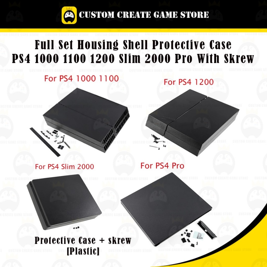 PS4 1 Set Black Plastic Full Set Housing Shell Protective Case ...