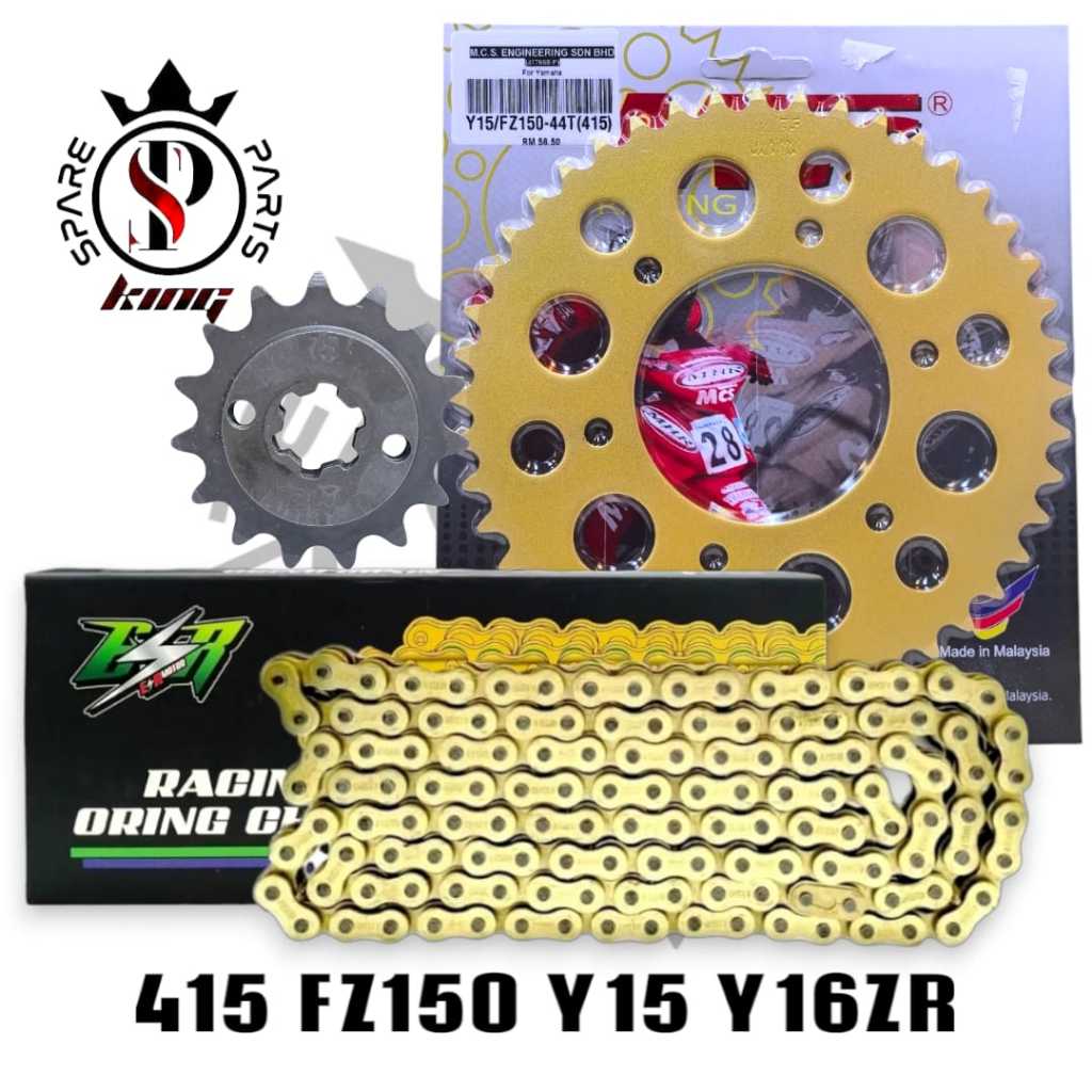 MCS ESR 415 Y15 SPROCKET SET WITH ESR GOLD CHAIN FZ150 Y15 Y16 ZR ...
