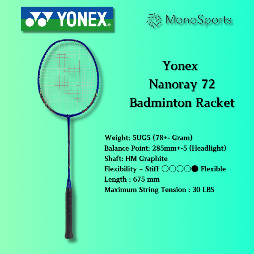 Monosports Yonex Nanoray 72 Light Badminton Racket Head Light Tali Siap ...