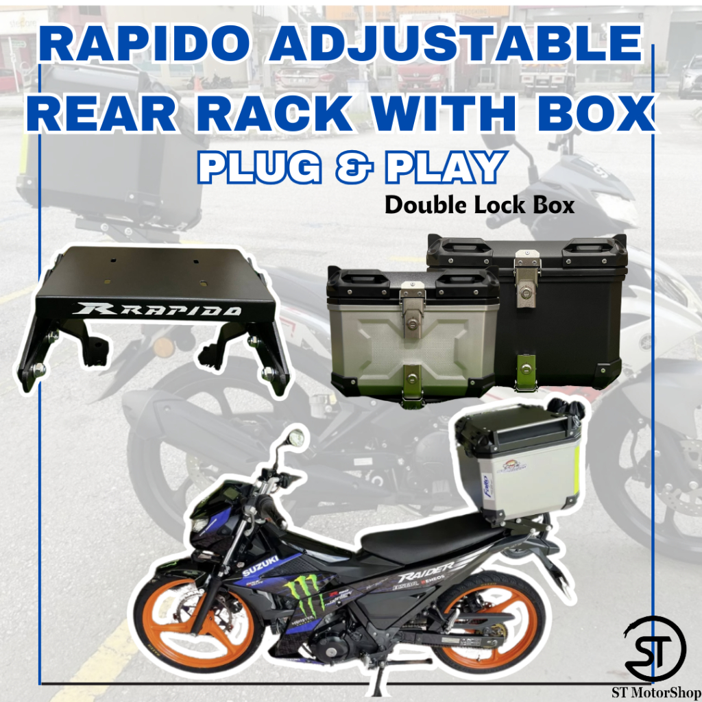 RAPIDO Rack Lipat Top Box 45 Liter Motorcycle Double Lock Box ...