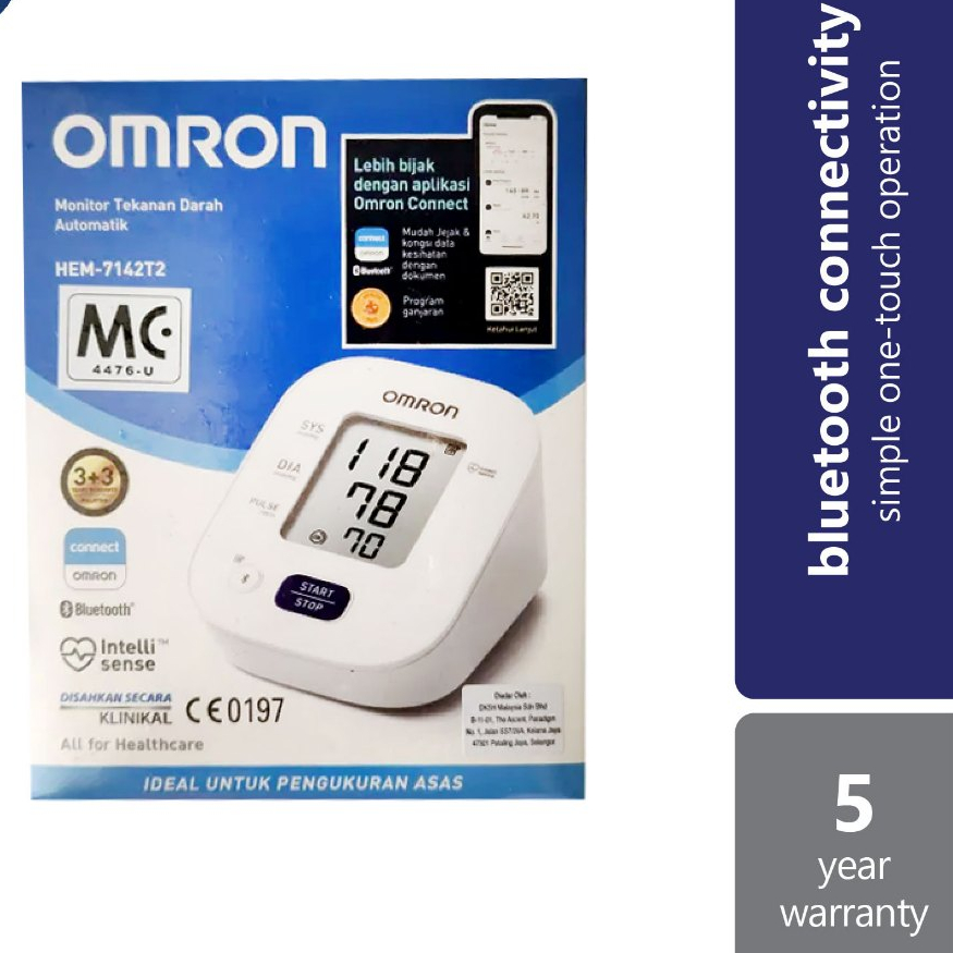 Mesin Monitor Tekanan Darah Automatik Omron Hem 7142t2 5 Years Warranty ...