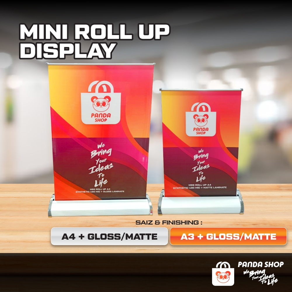 CUSTOM PRINT Mini Roll Up Bunting Retractable A3 and A4 Size | Shopee ...