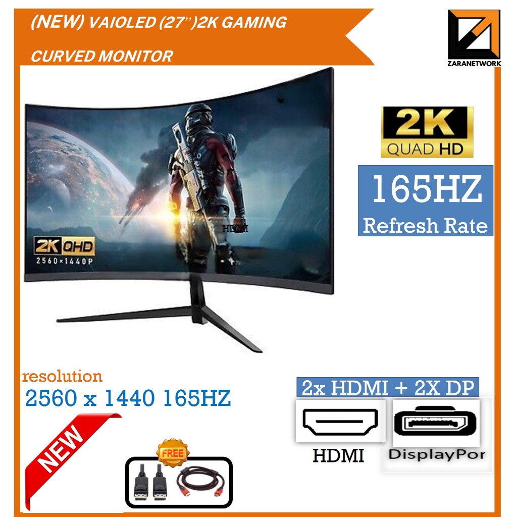 (New) VAIOLED 27inch Curved Gaming Monitor 165hz (2560X1440) PS4/PS5 ...