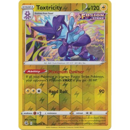 Pokémon TCG - TOXTRICITY - 108/264 - HOLO - RARE - FUSION STRIKE (2021) - NM