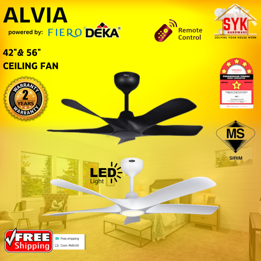 SYK Free Shipping DEKA ALVIA 56 Inch Ceiling Fan 5 Blade Electric ...