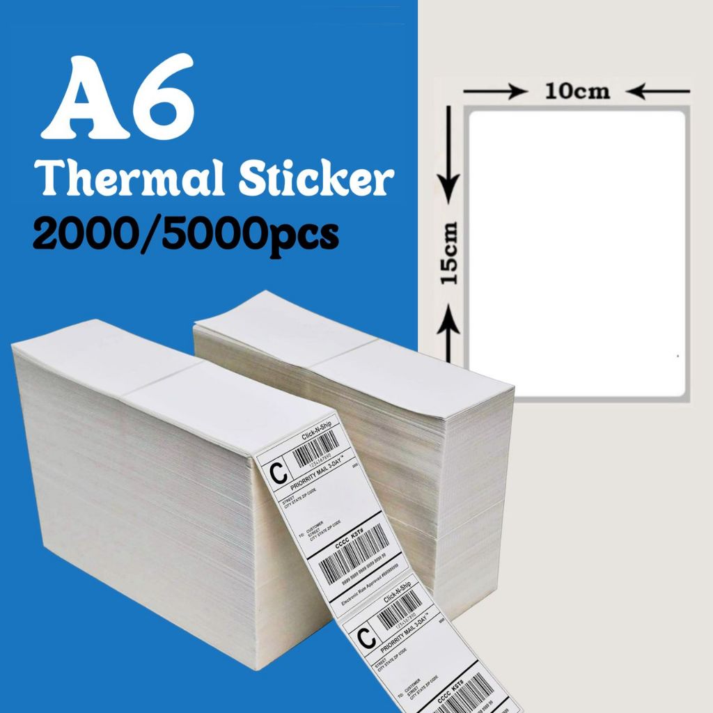Thermal Sticker A6 100x150mm / 10*15cm ( 2000/5000 pcs ) Thermal Paper ...