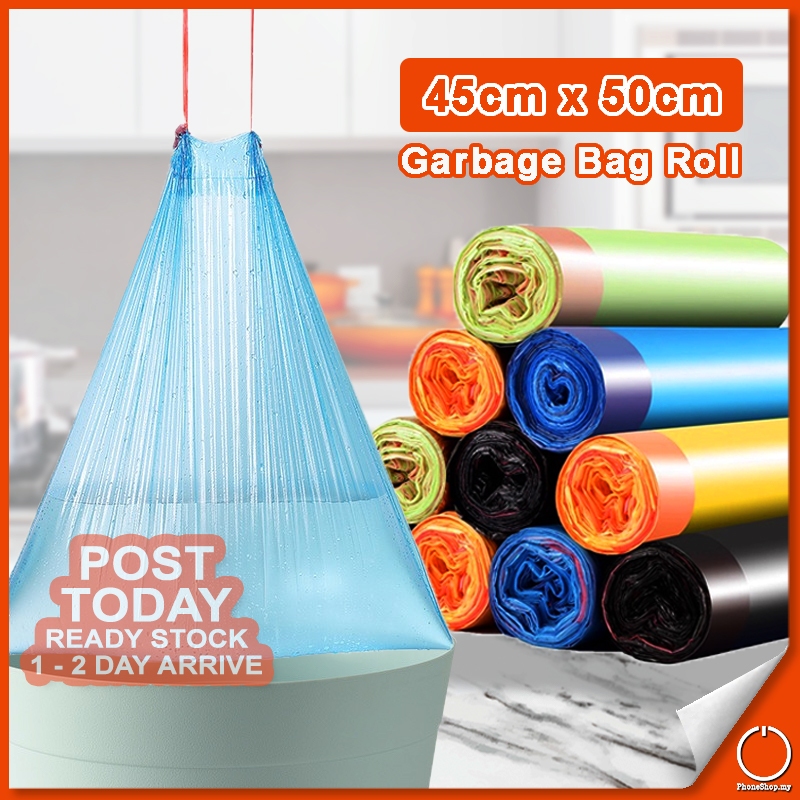 𝐀𝐔𝐓𝐎 𝐂𝐋𝐎𝐒𝐈𝐍𝐆 45cm x 50cm Large Drawstring Garbage Bag Rubbish Trash ...
