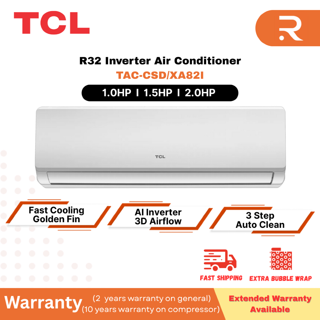 TCL 1.0HP/ 1.5HP/ 2.0HP R32 Inverter Wall Mounter Air-Cond with Golden ...