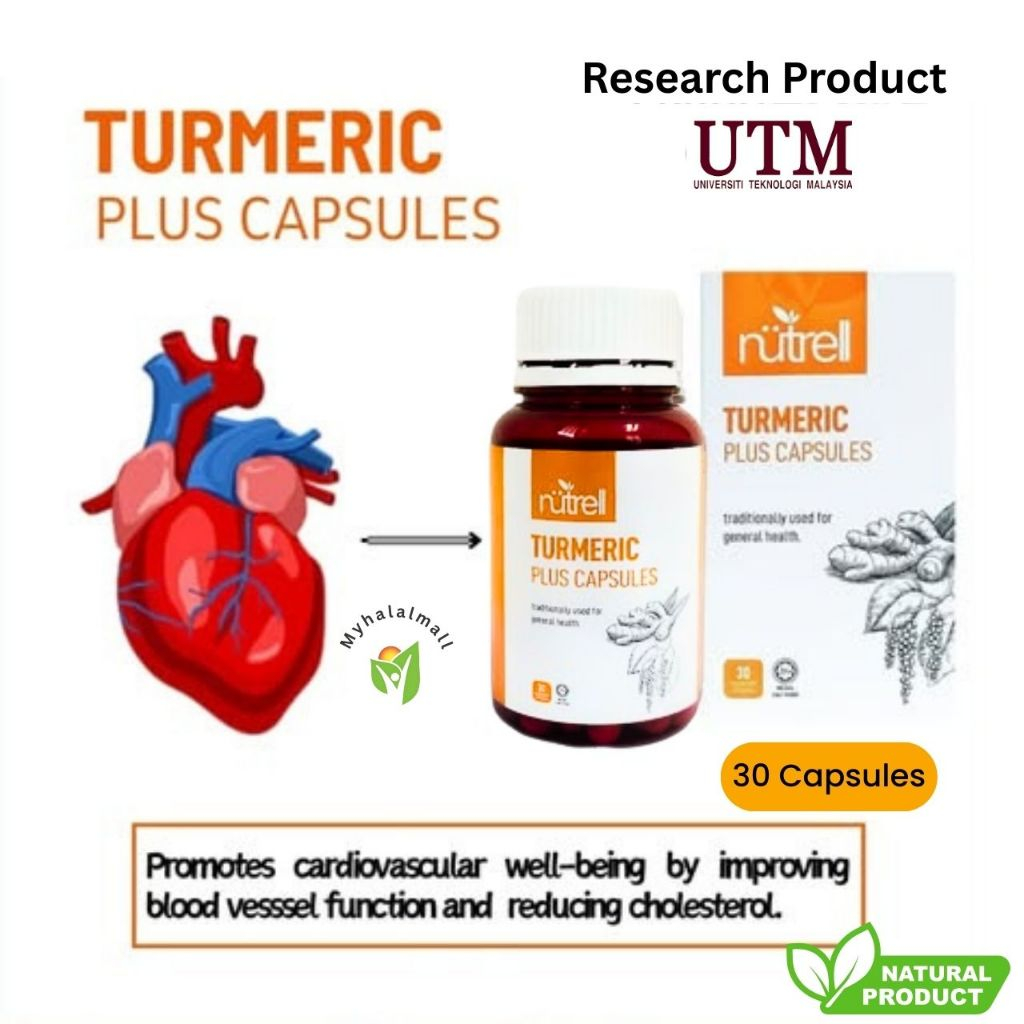TUMERIC PLUS Black Pepper Capsules UTM (30bj) Arth-ritis, Sendi, Go-ut ...