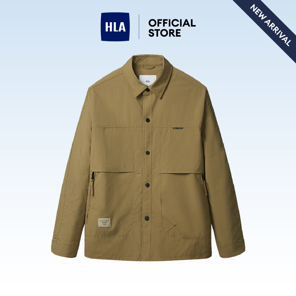 HLA Solid Colour Comfortable Zipped Pockets Casual Jacket Men ...