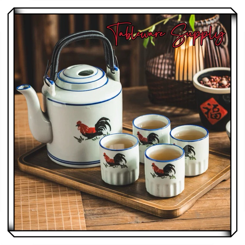 (TablewareSupply)Ceramic Rooster Chicken Tea Pot Tea Cup Coffee Cup Set ...