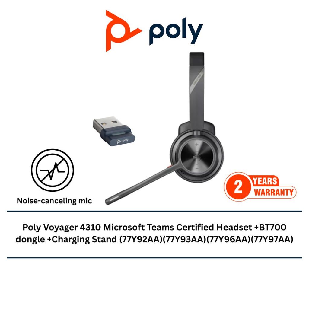 HP Poly Voyager 4310-M Microsoft Teams Certified USB-C Headset +BT700