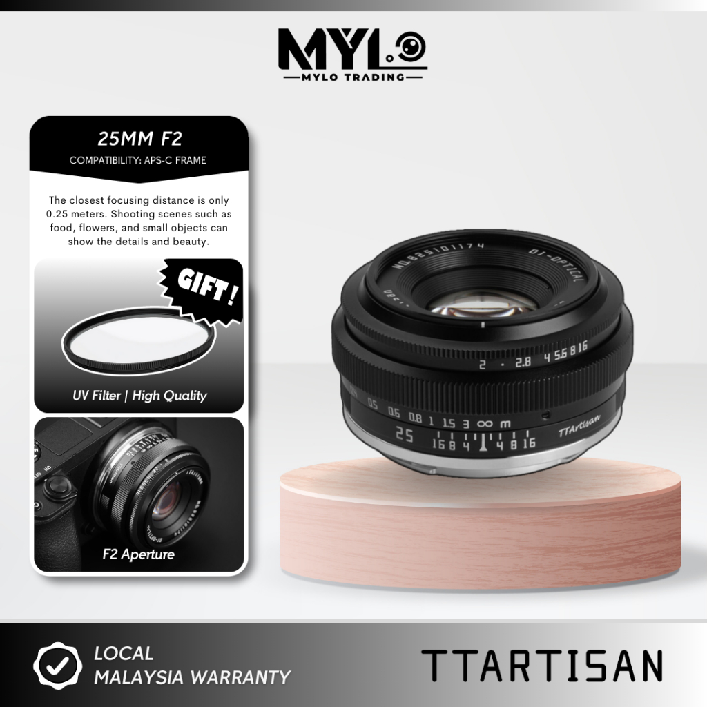TTartisan 25 F2 Objectif anuel Grand Angle, Copatible avec Les