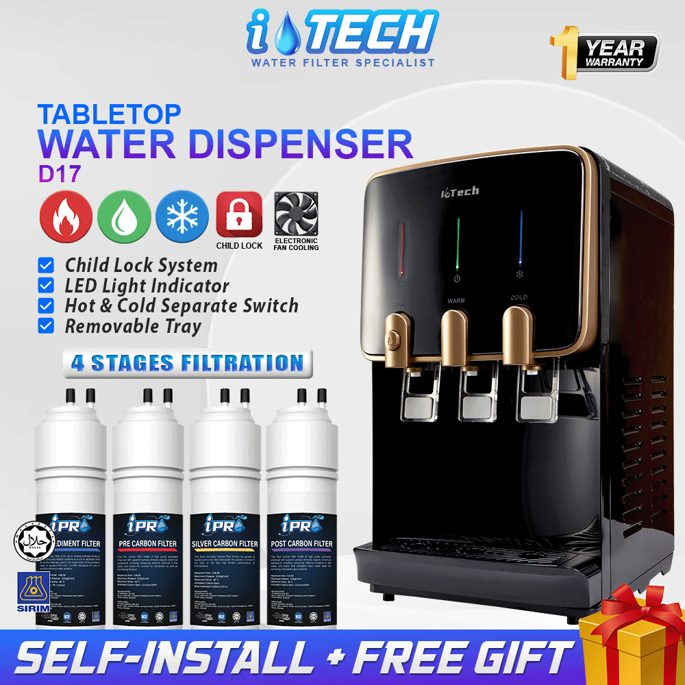 I-TECH Hot Normal Cold Tabletop Water Dispenser Penapis Air D17 ...