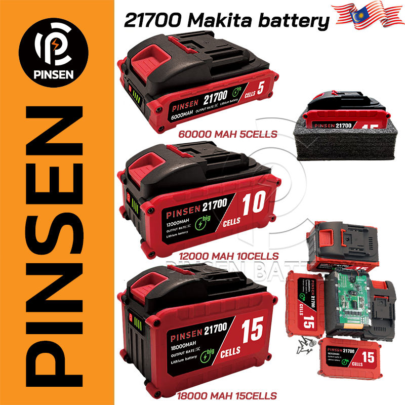 PINSEN MT-21V 5C 5/10/15 cell 21700 battery Lithium battery capacity for  Makita Tanzu KEELAT 21700 lithium battery