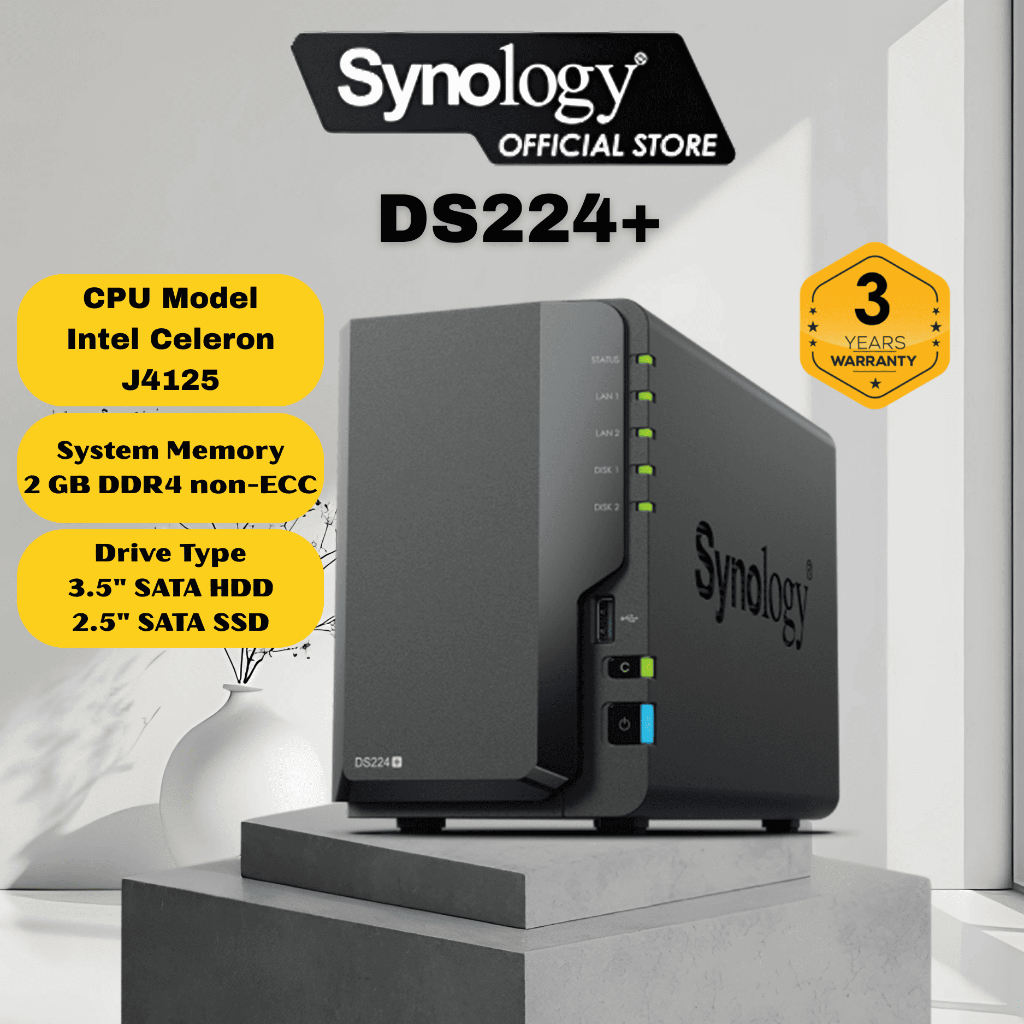 NAS Synology DS224+ [DiskStation 2ベイ NAS 4コアCeleron