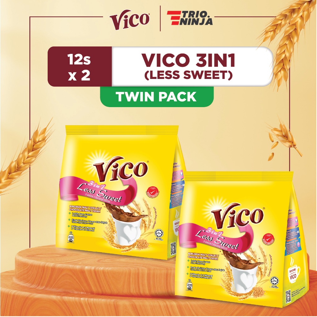 Vico 3in1 Less Sweet Chocolate Malt Drink Twin Pack(12'sX32gX2pack ...