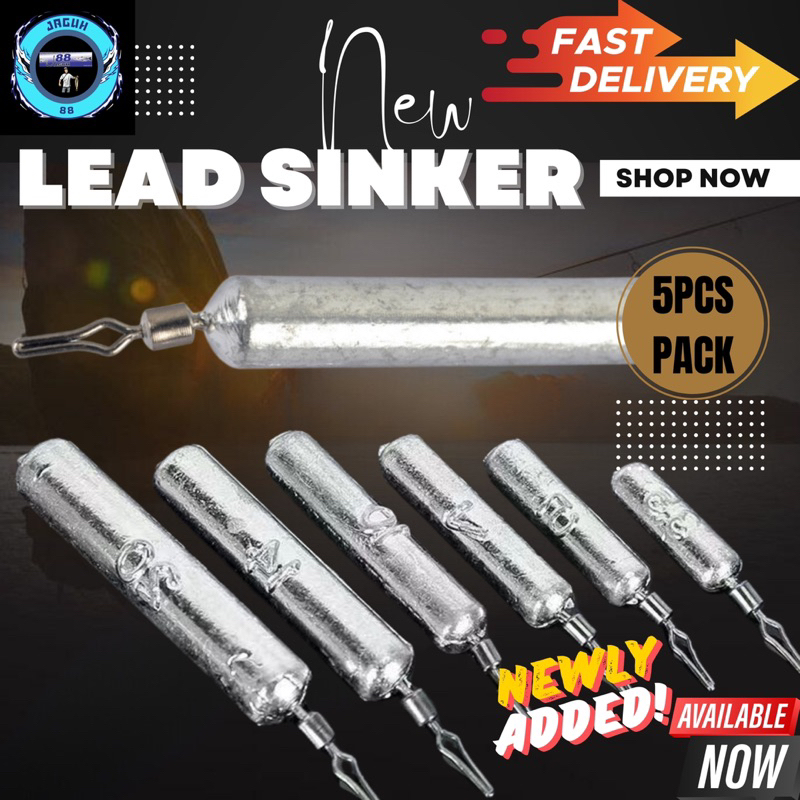 【5PCS PACK】Long Fishing Lead Sinker Batu Timah Ladung Pancing Panjang ...