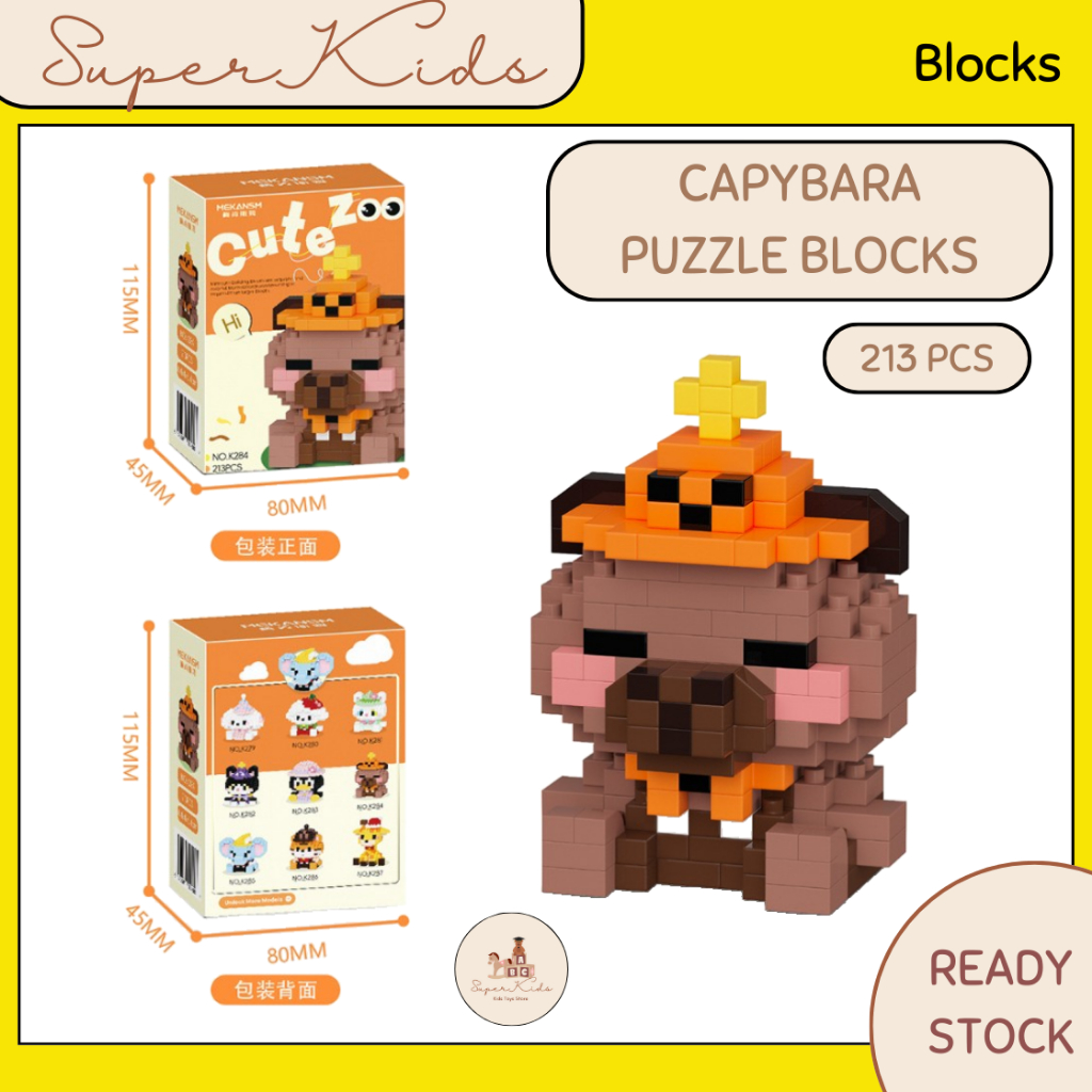 BLOCKS Cute Capybara Cartoon Toys Building Puzzle Kids Gift Present ...