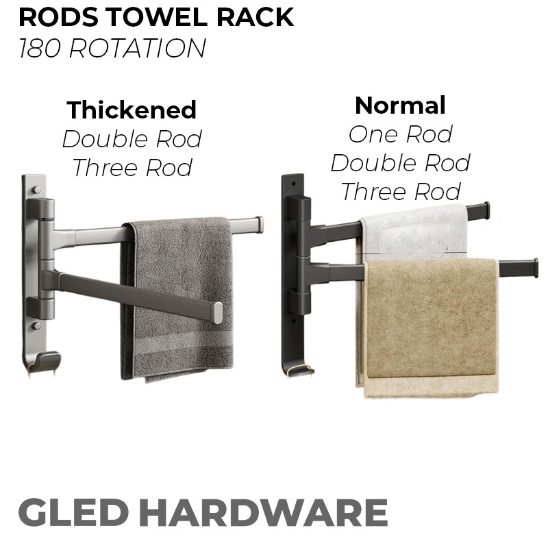 Rotating Towel Rack Bathroom Thickened & Normal - Gray & Black 1/2/3 ...
