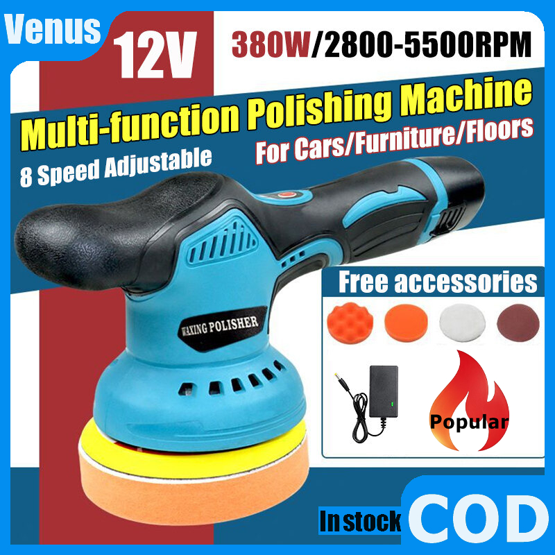 Cordless Car Polisher - 12V Lithium Battery Handheld Polish, Wax ...